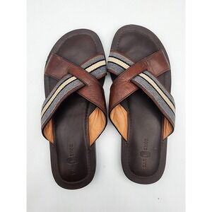 Car Shoes Leather Sandals Mens Size 9 Brown Slip On Comfort Casual